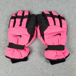 Nike Winter Gloves Youth Neon Pink Black Insulated Sporty Grip Warm Winter Logo